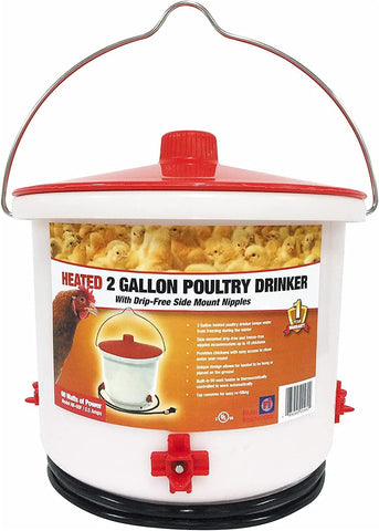 Farm Innovators - Heated Poultry Waterer, w/nipples 2 gallons
